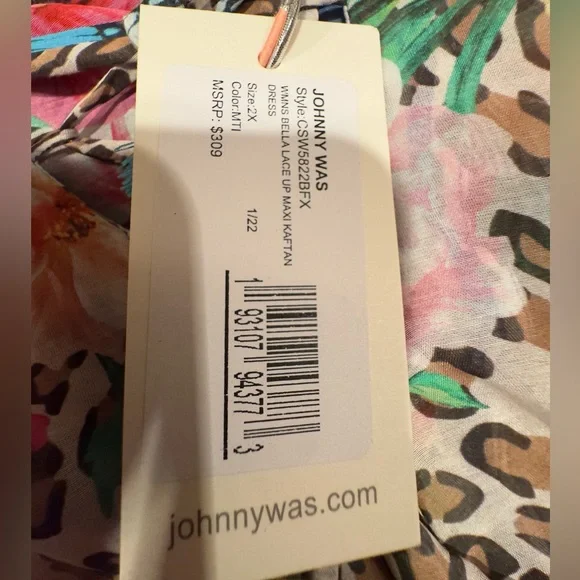 NWT Johnny Was Sz 2X Bella Lace-up Maxi Kaftan - Picture 9 of 10